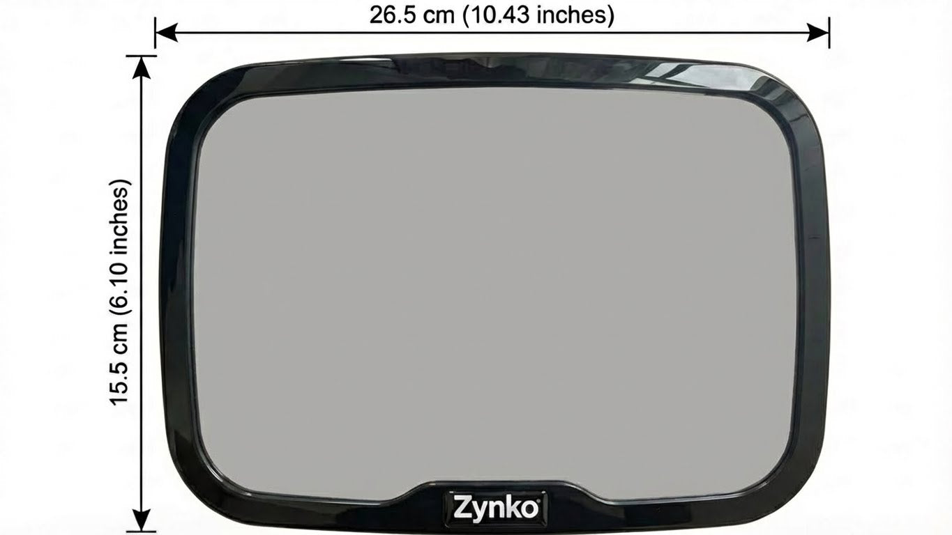 Zynko car mirror with dimensions on a white background